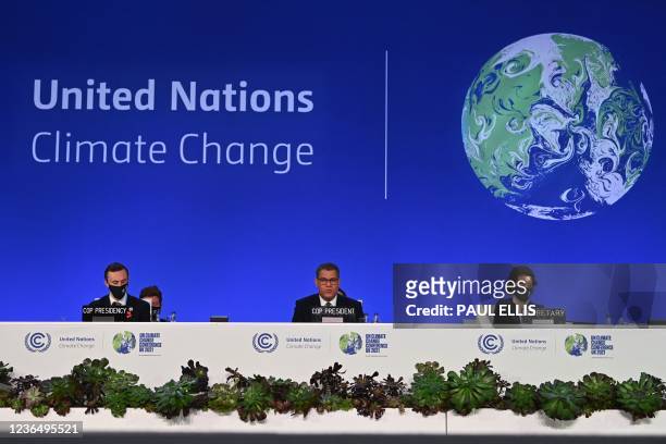 Britain's President for COP26 Alok Sharma speaks at an event during the COP26 UN Climate Change Conference in Glasgow on November 11, 2021. - Experts...