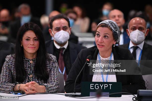Members of the Egypt delegation accept the next COP for COP27 which will be held next year at Sharm El Sheikh, Egypt, during the COP26 Closing...