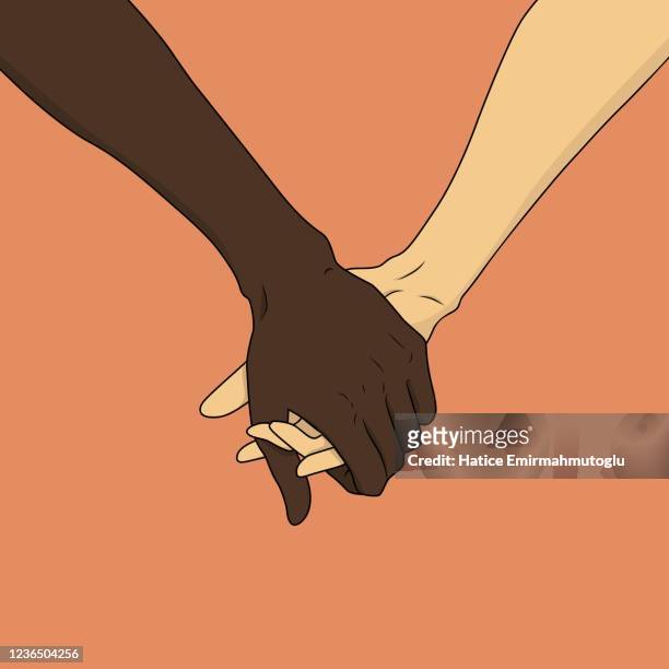 two people holding hands - holding hands stock illustrations