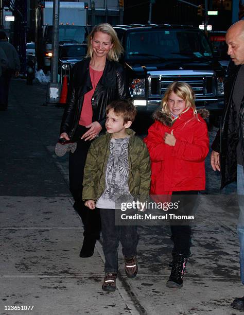 Kayte Walsh , Jude Gordon Grammer and Mason Olivia Grammer visit "Late Show With David Letterman" at the Ed Sullivan Theater on January 13, 2011 in...