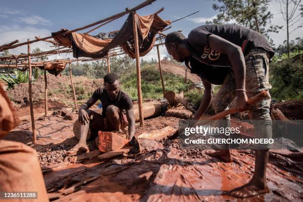 Artisanal miners pan for gold in the Luhihi gold mine, 50 km from the town of Bukavu, capital of South Kivu province in eastern Democratic Republic...