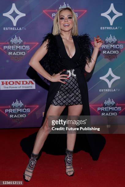 Gaby Ramirez attends at the red carpet of the Radio Awards 2021, an event that recognizes the best of regional Mexican and band music at Expo Santa...