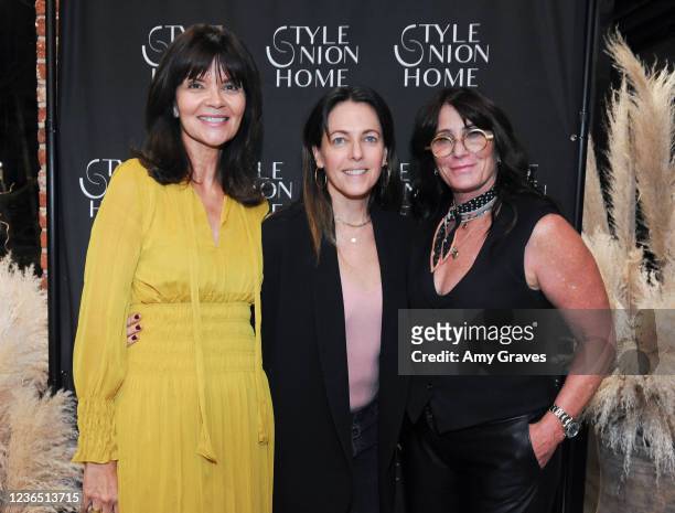 Carlota Espinosa, Kelly Atterton and Kym Gold attend the Style Union Home Retail Launch Event on November 11, 2021 in Los Angeles, California.