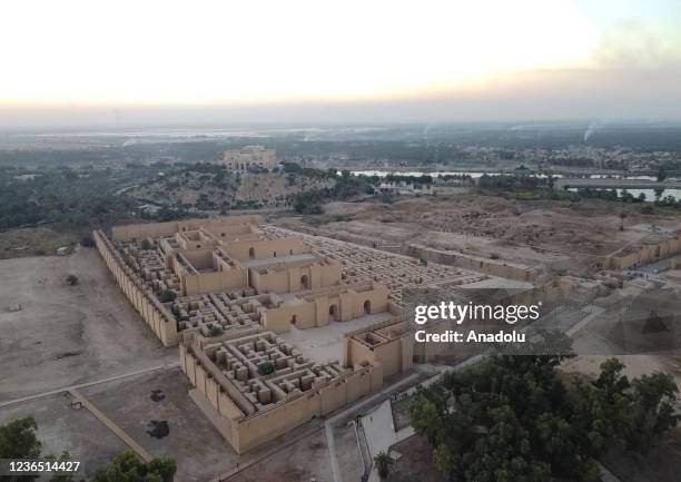 An aerial view of ancient city Babylon, located 100 km south of Baghdad Iraq on November 8, 2021. The history of the ancient city Babylon, one of the...