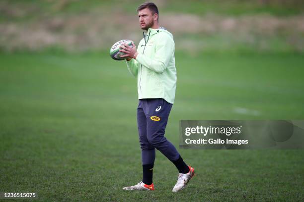 Handre Pollard of South Africa during the South African national men's rugby team captain's run at Peffermill Playing Fields on November 12, 2021 in...