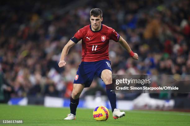 David Jurasek of Czech Republic in action during the UEFA European Under-21 Championship Qualifier match between England U21s and Czech Republic U21s...