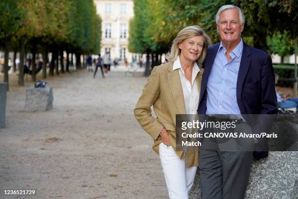 Politician Michel Barnier and his wife Isabelle Altmayer are photographed for Paris Match on September 13, 2021 in Paris, France.