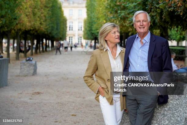 Politician Michel Barnier and his wife Isabelle Altmayer are photographed for Paris Match on September 13, 2021 in Paris, France.