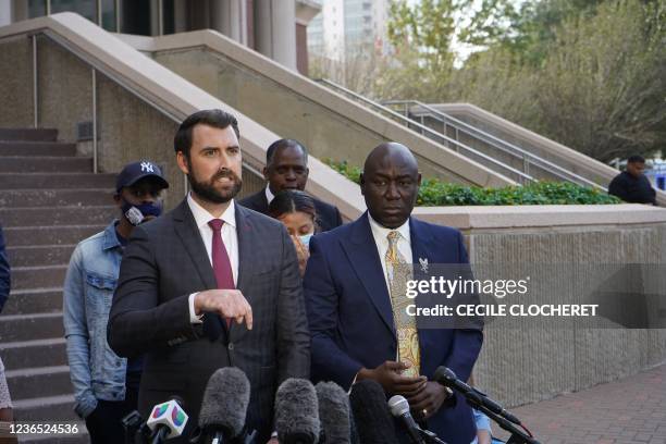 Attorney Alex Hilliard of Hilliard Martinez Gonzalez speaks during a press conference on November 12, 2021 in Houston, Texas. - Prominent US attorney...