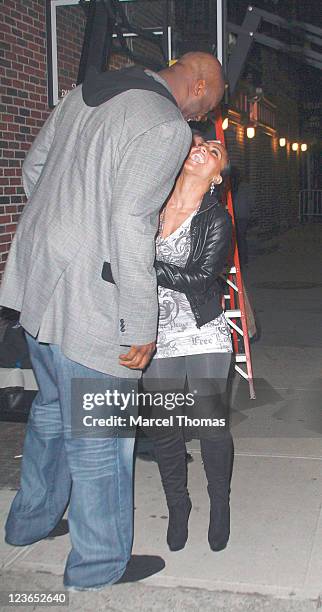 Shaquille O'Neal and Reality TV star Nicole " Hoopz" Alexander visit "Late Show With David Letterman" at the Ed Sullivan Theater on January 4, 2011...