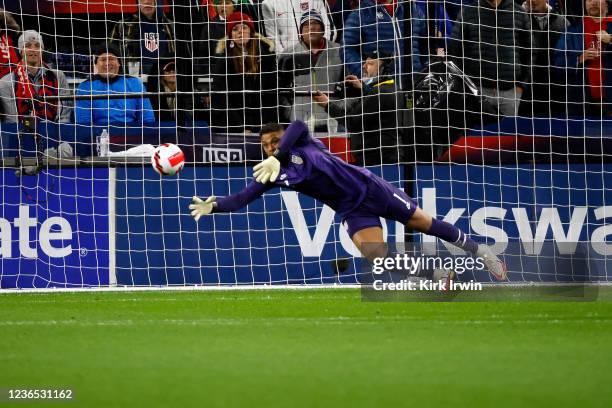 Zack Steffen of the United States makes a save during the first half of the FIFA World Cup 2022 Qualifier match against Mexico at TQL Stadium on...