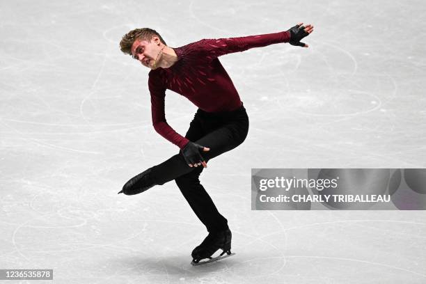 Italy's Matteo Rizzo competes during men's free skating event at the ISU Grand Prix of Figure Skating NHK Trophy in Tokyo on November 13, 2021.