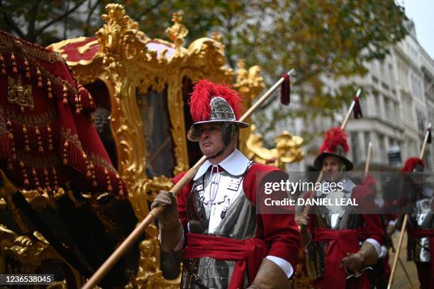 The Lord Mayor's State Coach passes through the City during the annual Lord Mayor's Show through the streets of the City of London on November 13,...