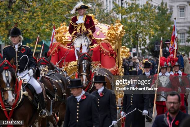 The newly-elected Lord Mayor of London, Alderman Vincent Keaveny's state coach parades past the public during the Lord Mayor's Show in the City of...