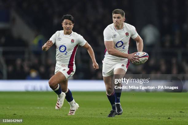 England's Marcus Smith and England's Owen Farrell in action during the Autumn International match at Twickenham Stadium, London. Picture date:...