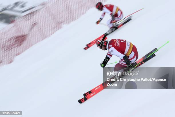 Christian Hirschbuehl of Austria in action during the Audi FIS Alpine Ski World Cup Men's Parallel Giant Slalom on November 14, 2021 in Lech Austria.