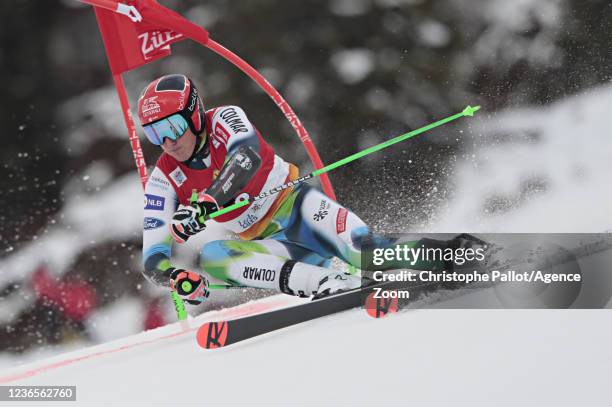 Stefan Hadalin of Slovenia in action during the Audi FIS Alpine Ski World Cup Men's Parallel Giant Slalom on November 14, 2021 in Lech Austria.