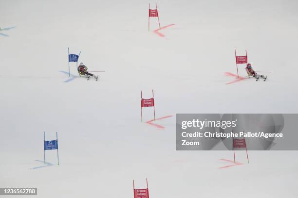 Atle Lie Mcgrath of Norway, Adrian Pertl of Austria during the Audi FIS Alpine Ski World Cup Men's Parallel Giant Slalom on November 14, 2021 in Lech...