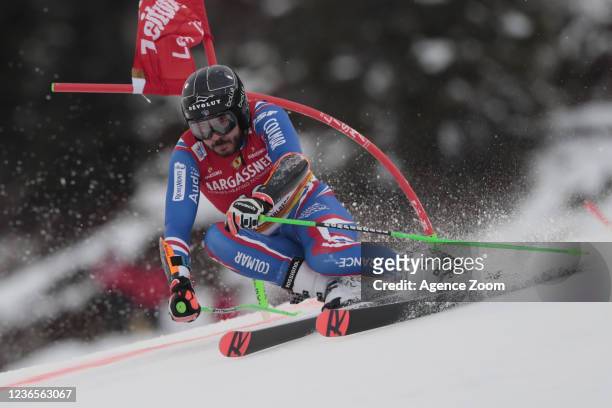 Cyprien Sarrazin of France in action during the Audi FIS Alpine Ski World Cup Men's Parallel Giant Slalom on November 14, 2021 in Lech Austria.