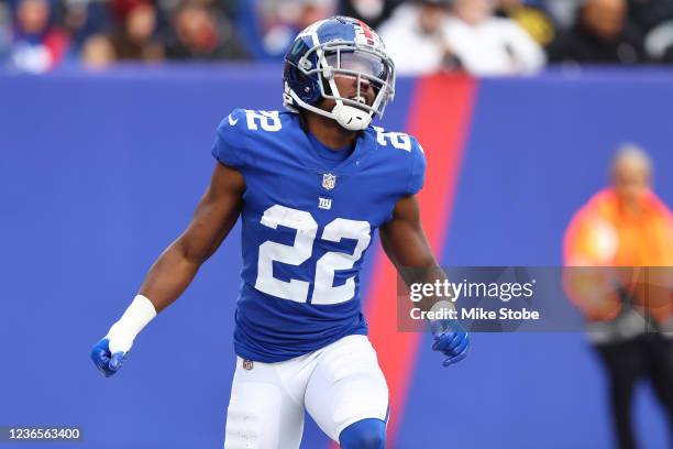 Adoree' Jackson of the New York Giants in action against the Las Vegas Raiders at MetLife Stadium on November 07, 2021 in East Rutherford, New...