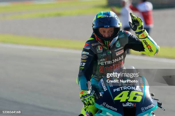 Valentino Rossi of Italy and Petronas Yamaha SRT during the race of Gran Premio Red Bull de España at at Ricardo Tormo Circuit on November 14, 2021...