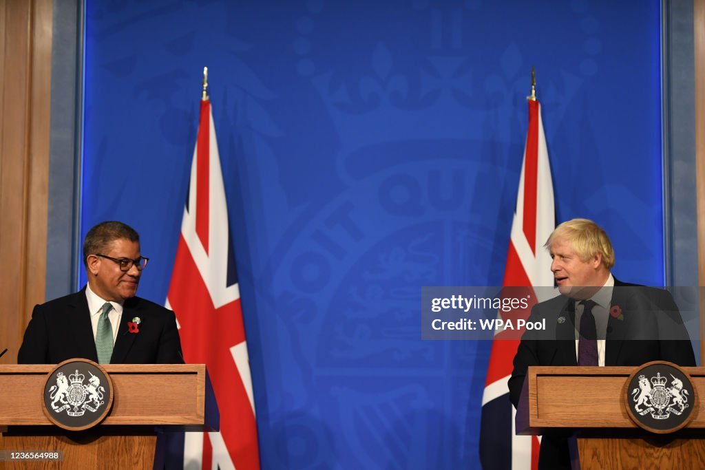 Boris Johnson Holds Press Conference Following End Of COP26