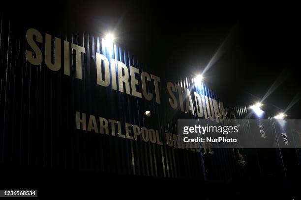 General view of the outside of the Suit Direct Stadium during the Sky Bet League 2 match between Hartlepool United and Newport County at Victoria...