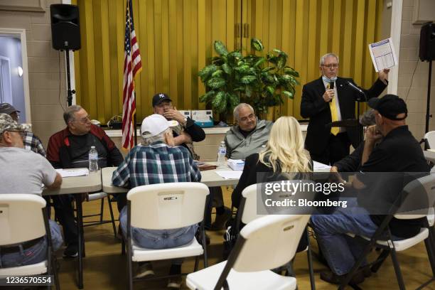 Attendees gather during a State Legislature public hearing on coal communities in Logan, West Virginia, U.S., on Monday, Oct. 25, 2021. When Senator...