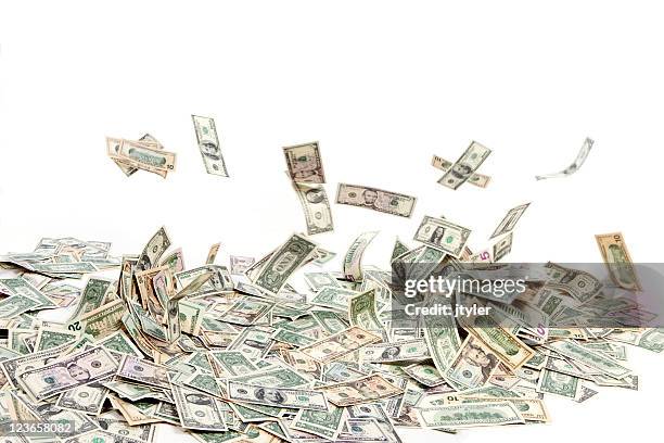 money blowing away - fifty dollar bill stockfoto's en -beelden