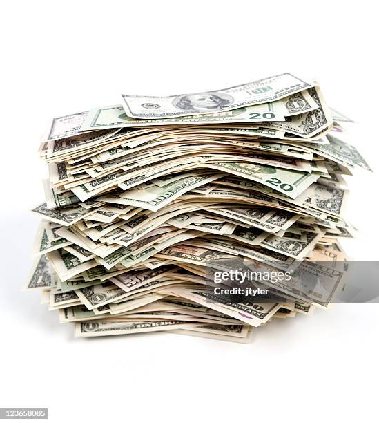 pile of money - fifty dollar bill stockfoto's en -beelden