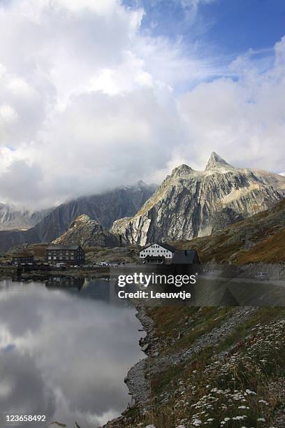 st bernhard mountain pass italy switzerland - st bernhard stock pictures, royalty-free photos & images