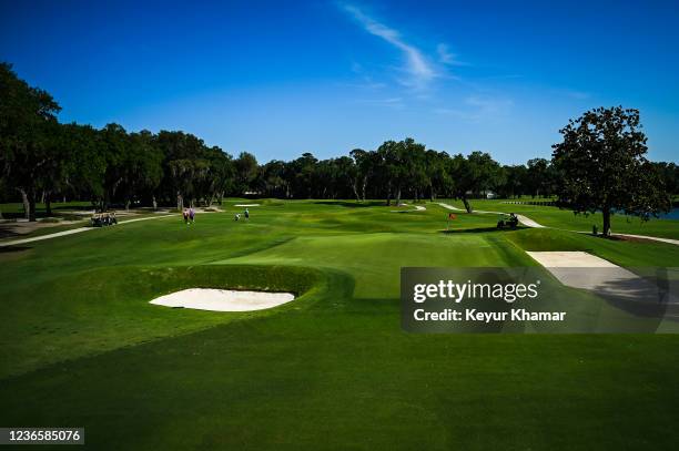 Course scenic view of the 15th hole green on the Plantation Course at Sea Island Resort, host venue of the RSM Classic, on May 24 in St. Simons...