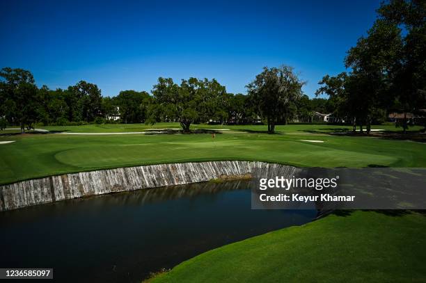 Course scenic view of the eighth hole green on the Plantation Course at Sea Island Resort, host venue of the RSM Classic, on May 24 in St. Simons...