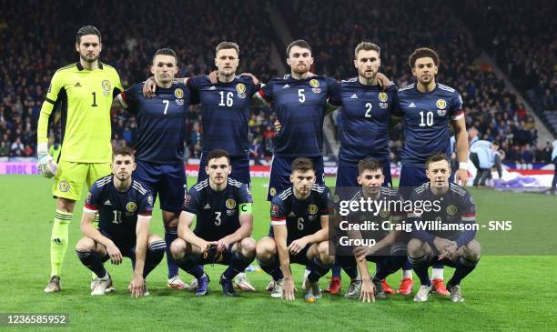 Scotlamnd team picture during a FIFA World Cup Qualifier between Scotland and Denmark at Hampden Park, on November 15 in Glasgow, Scotland.