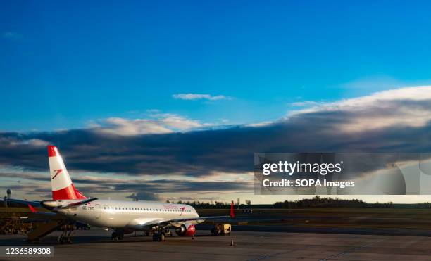 An Austrian Air aircraft seen at Vienna Airport.