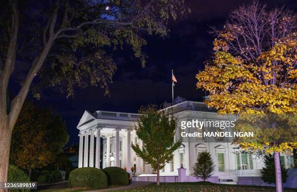 The White House is seen in Washington, DC on November 15, 2021 ahead of a virtual meeting between US President Joe Biden and China's President Xi...