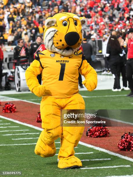 Missouri Tigers mascot Truman during the college football game between the Missouri Tigers and the Georgia Bulldogs on November 06 at Sanford Stadium...
