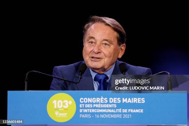 Issoudun's mayor Andre Laignel attends the 103rd Congress of French Mayors and Intermunicipal Presidents in Paris, on November 16, 2021. The new...