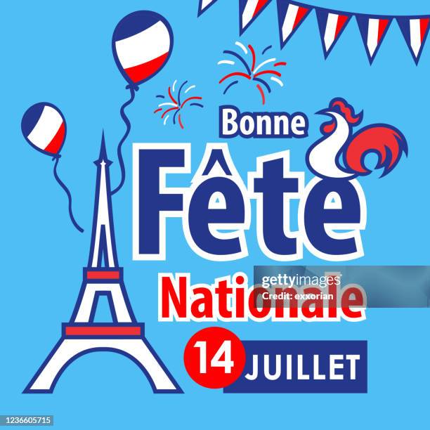 french national day celebration - balloon fiesta stock illustrations