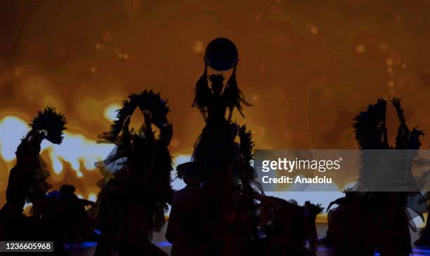 Dancers perform during a stage performance "Dervish" prepared by the Ministry of Culture and Tourism on the occasion of the 700th anniversary of...