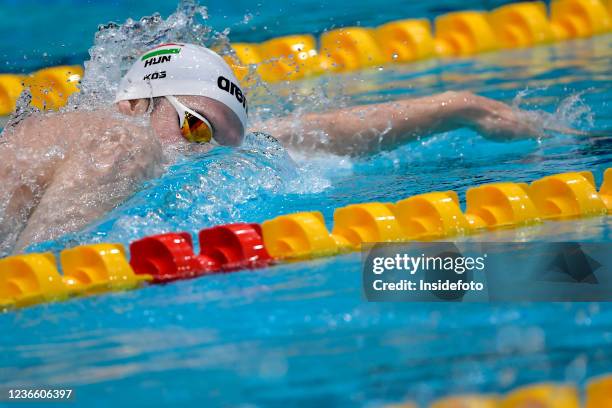 Hubert Kos of Hungary competes in the 200m Individual Medley Men Heats during the LEN European Short Course Swimming Championships. Hbert Kos placed...