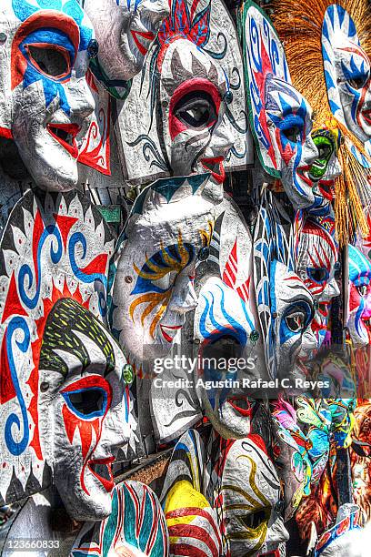 kadayawan masks - davao city stock pictures, royalty-free photos & images