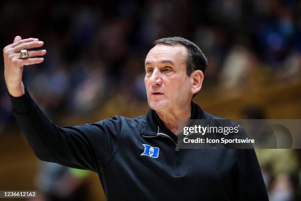 Duke Blue Devils head coach Mike Krzyzewski during the 2nd half of the Duke Blue Devils game versus the Gardener-Webb on November 16th, 2021 at...