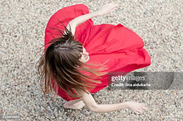 over head view of woman standing - lithuania woman stock pictures, royalty-free photos & images