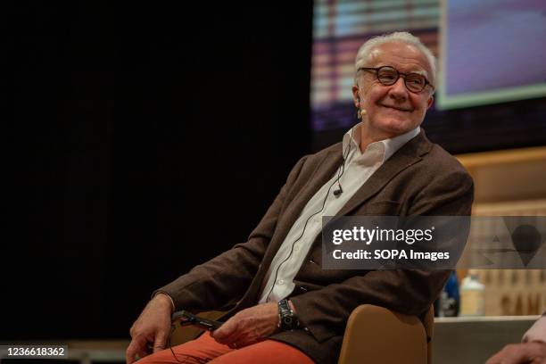 Alain Ducasse smiles during the Gastronomika 2021 cooking congress held at the Kursaal auditorium in San Sebastian. The international gastronomy...