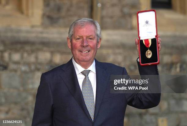Brendan Foster after receiving a Knight Bachelor during an Investiture Ceremony at Windsor Castle on November 17, 2021 in Windsor, England.