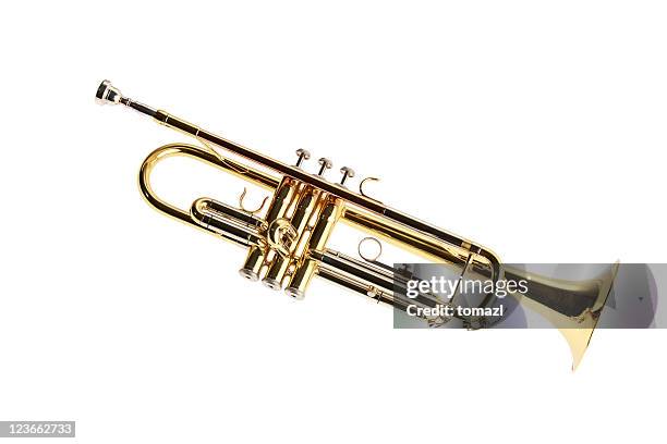 instrumento de metal de trompeta - trumpet fotografías e imágenes de stock