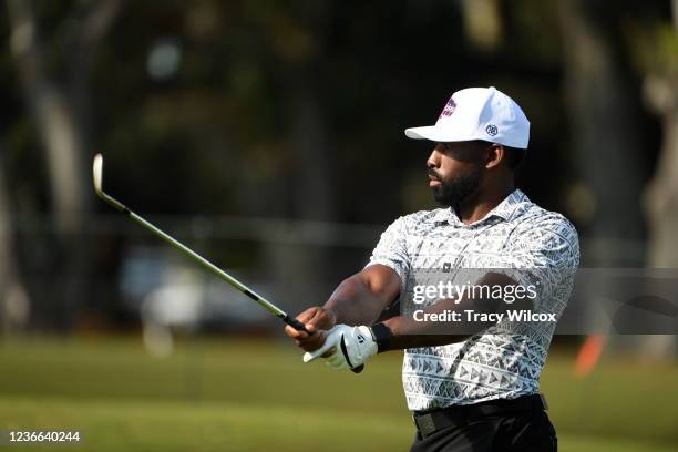 Baseball player Jackie Bradley, Jr. During a pro-am prior to The RSM Classic at Sea Island Resort Seaside Course on November 17, 2021 in Sea Island,...