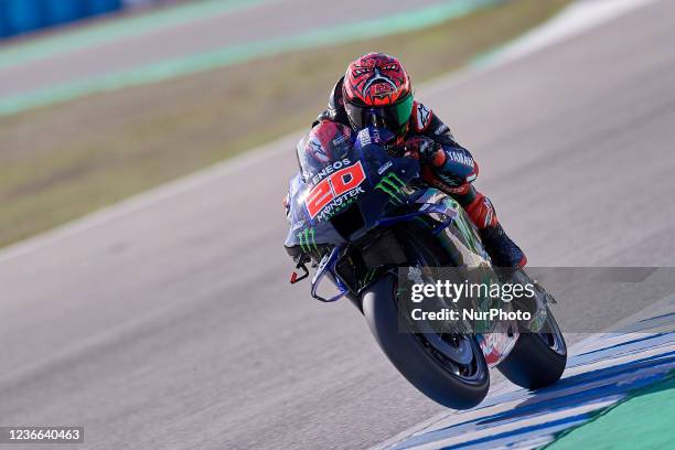 Fabio Quartararo of France and Monster Energy Yamaha MotoGP during the test of the new MotoGP season 2022 at Circuito Jerez - Angel Nieto on November...