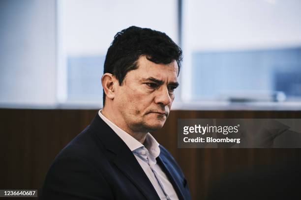 Sergio Moro, former Carwash corruption probe judge, during an interview in Brasilia, Brazil, on Wednesday, Nov. 17, 2021. As a star...
